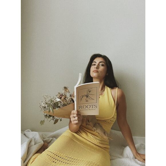 ESTEBAN CORTAZAR x RTR Yellow Knit Sweater Sleeveless Crochet Midi Dress Size XS - Picture 13 of 14